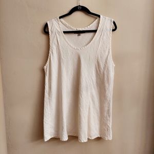 FLAX 100% Linen Lagenlook Cream Sleeveless Top Fits XL